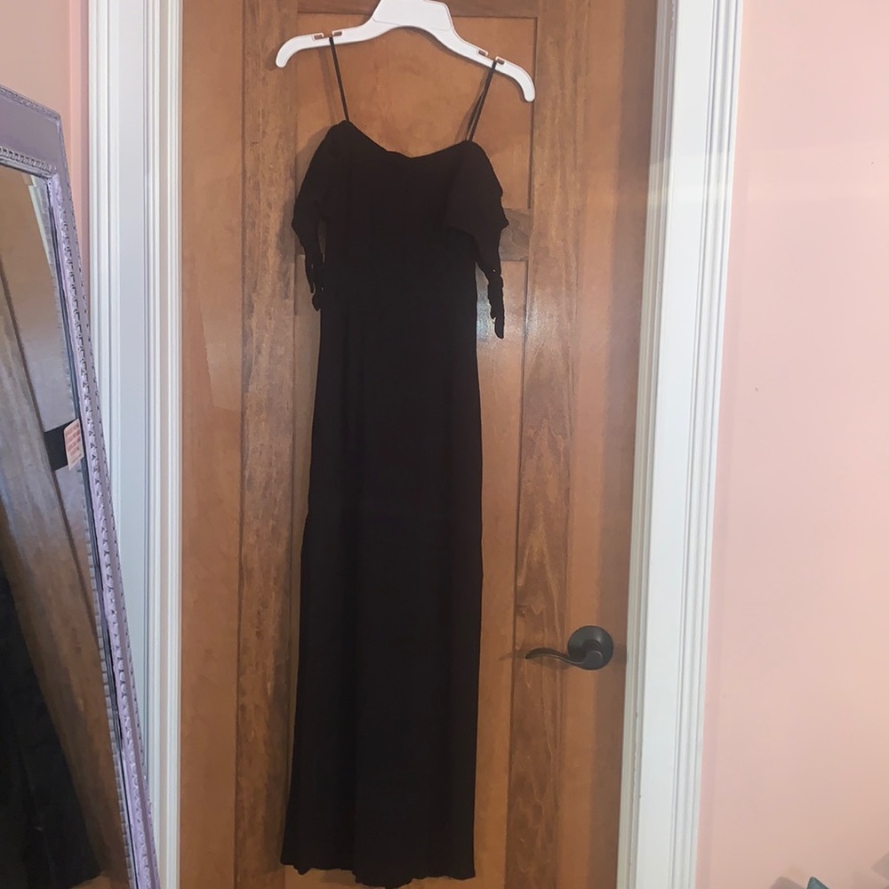 Off the shoulder full length black sundress
